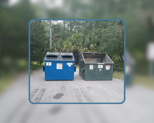 Photo of two recycle dumpsters located in North City
